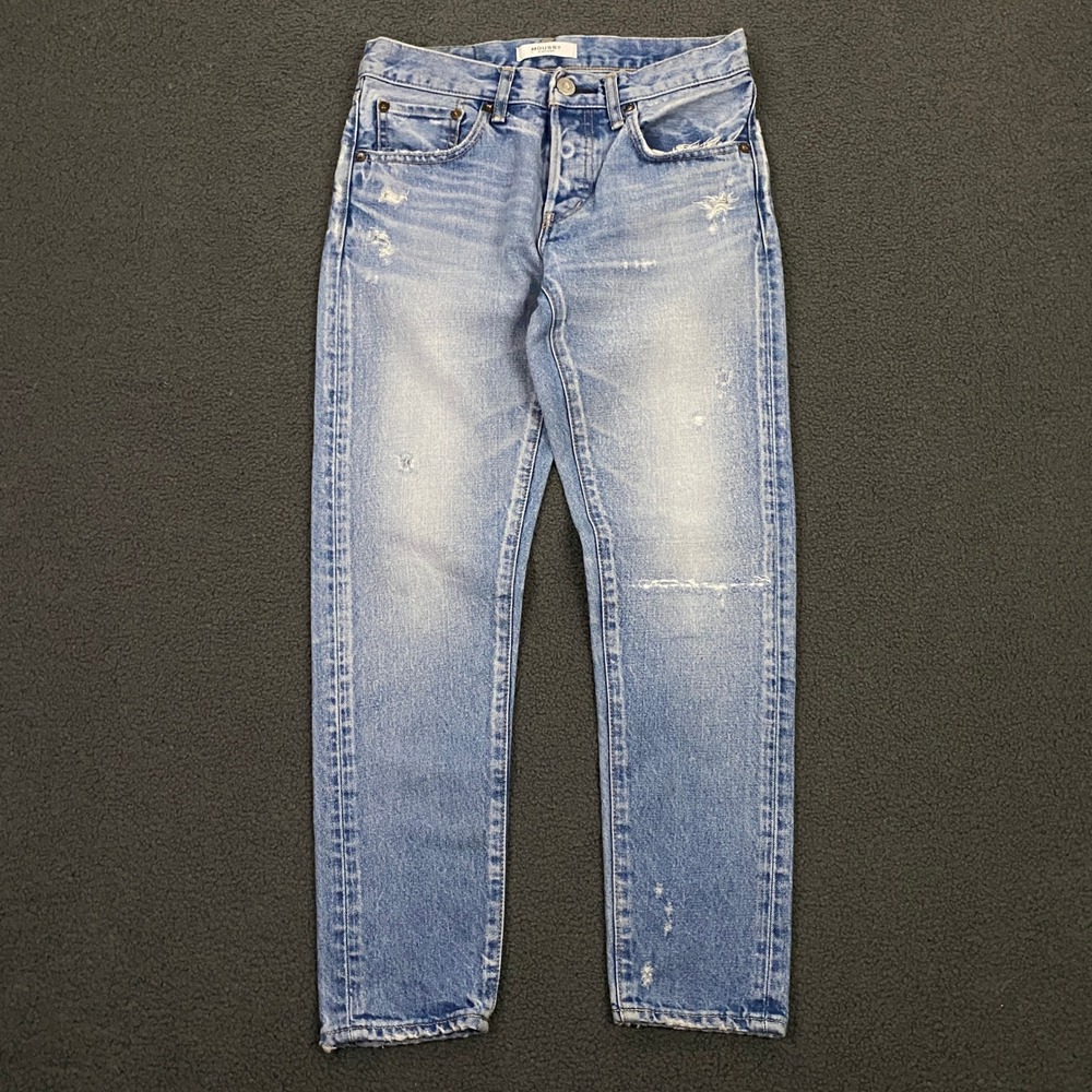 Moussy Vintage Skinny Jeans FITS 28x27 Blue Distressed Button Fly Japan